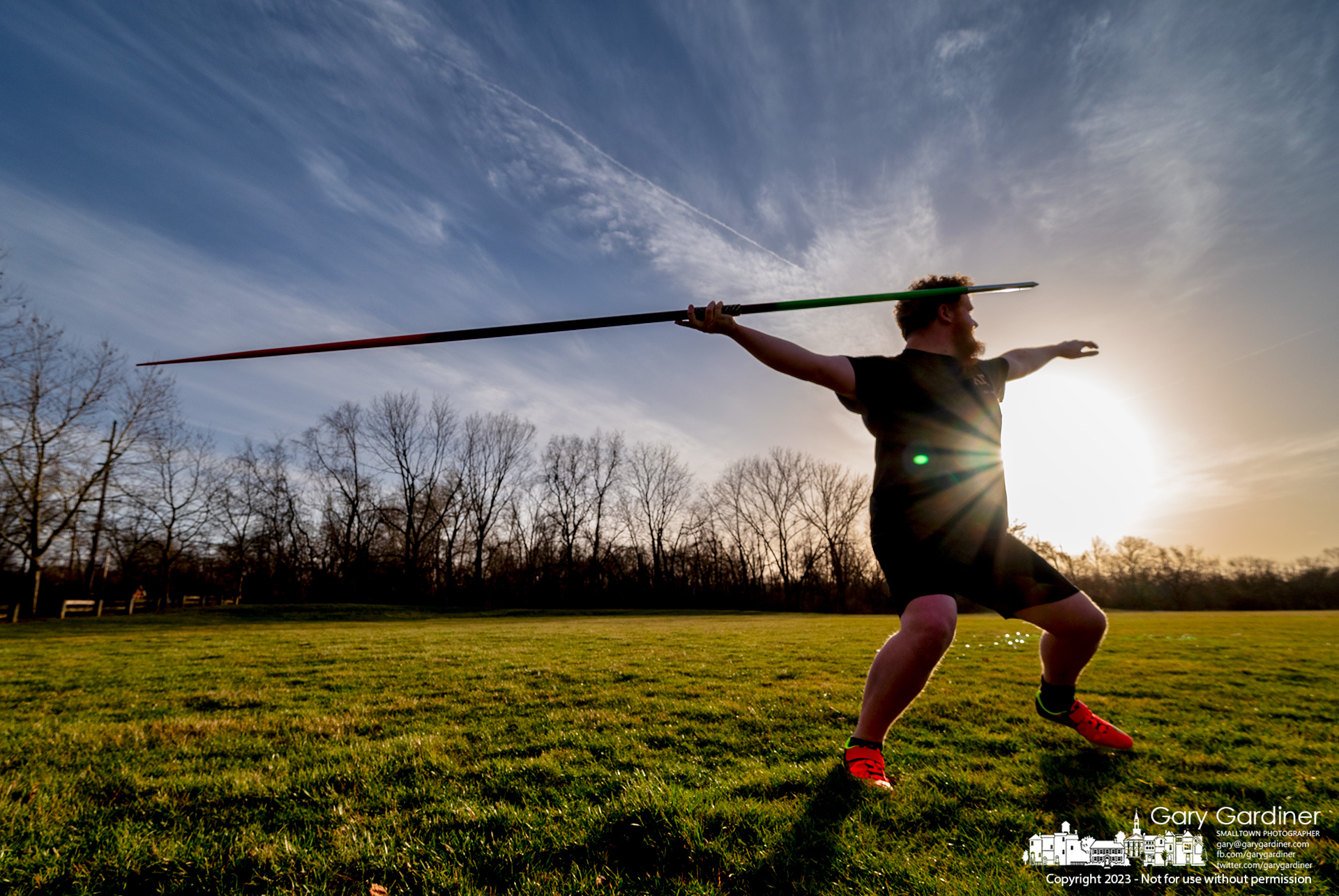 Otterbein javelin team practices.